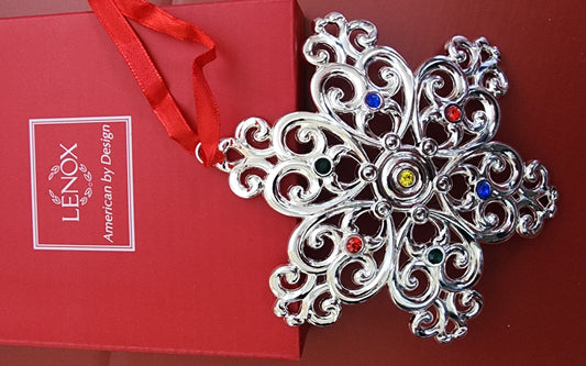 Lenox Sparkle and scroll silverplate ornament Snowflake