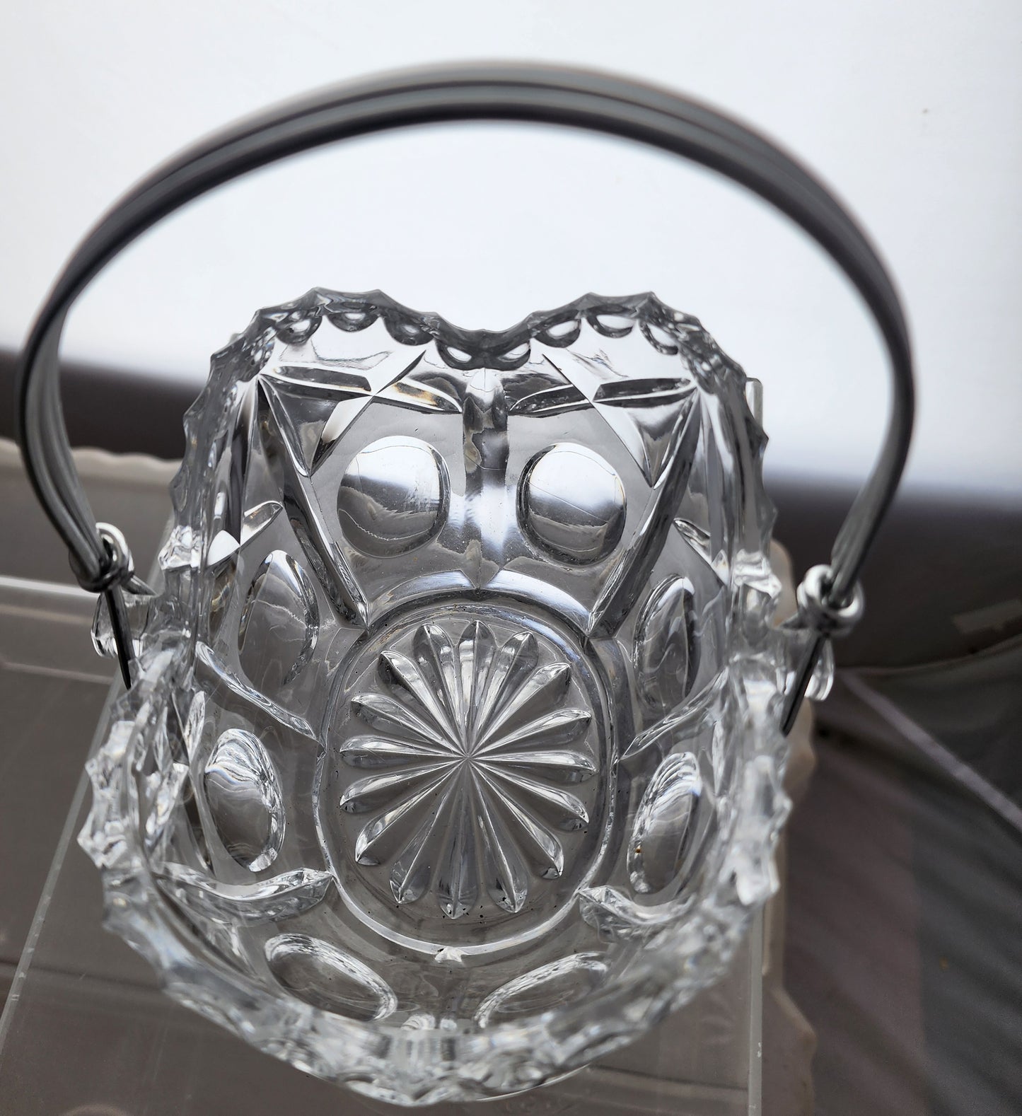 Glass basket With silver handle