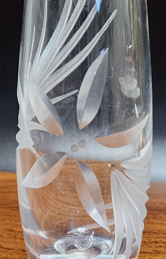 Cut Glass bud vase Chrysanthemum Lenox USA crystal Signed