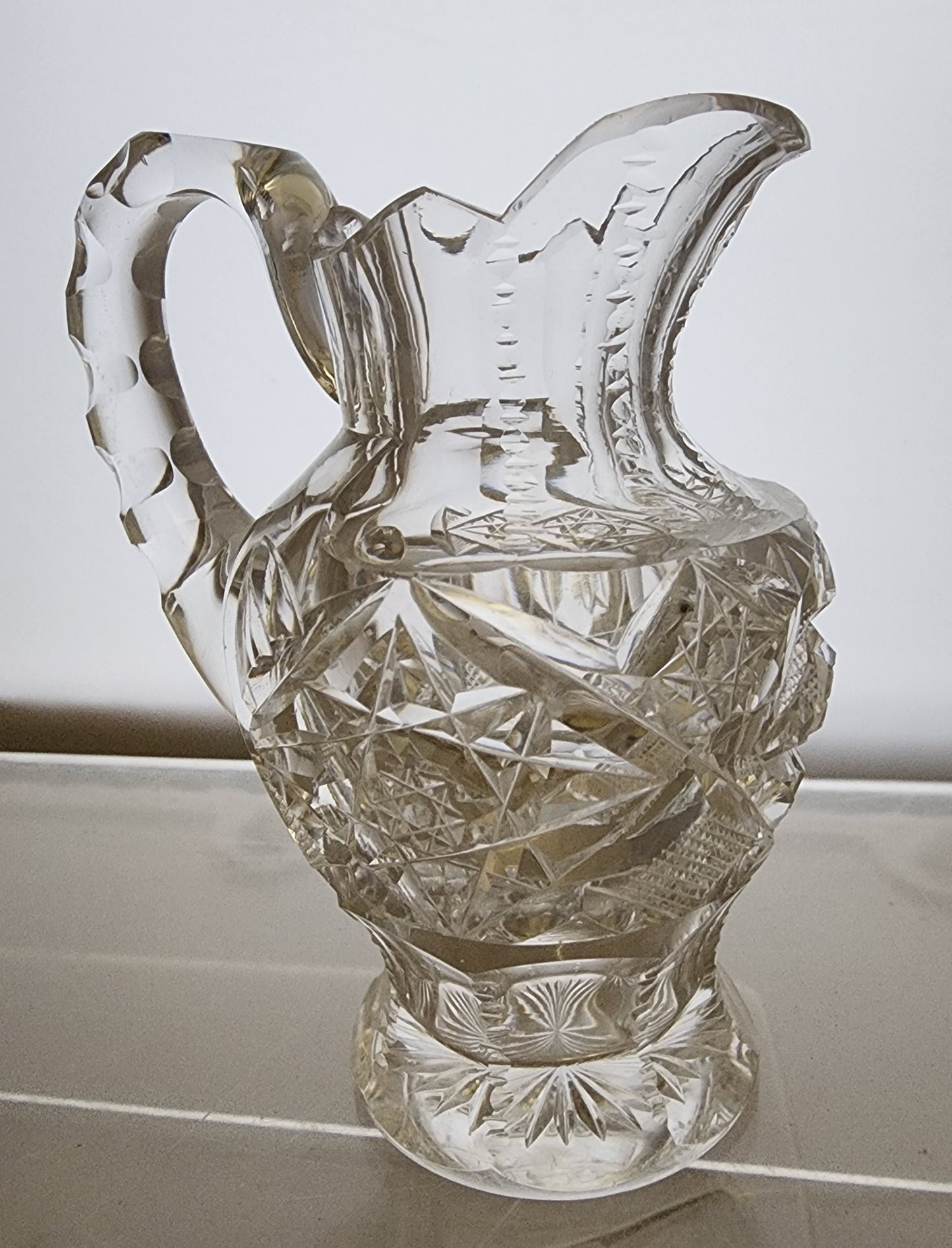 ABP cut glass signed Hawkes creamer American