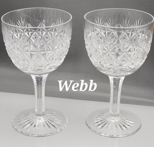Cut glass Sherry wellington signed WEBB England Pair