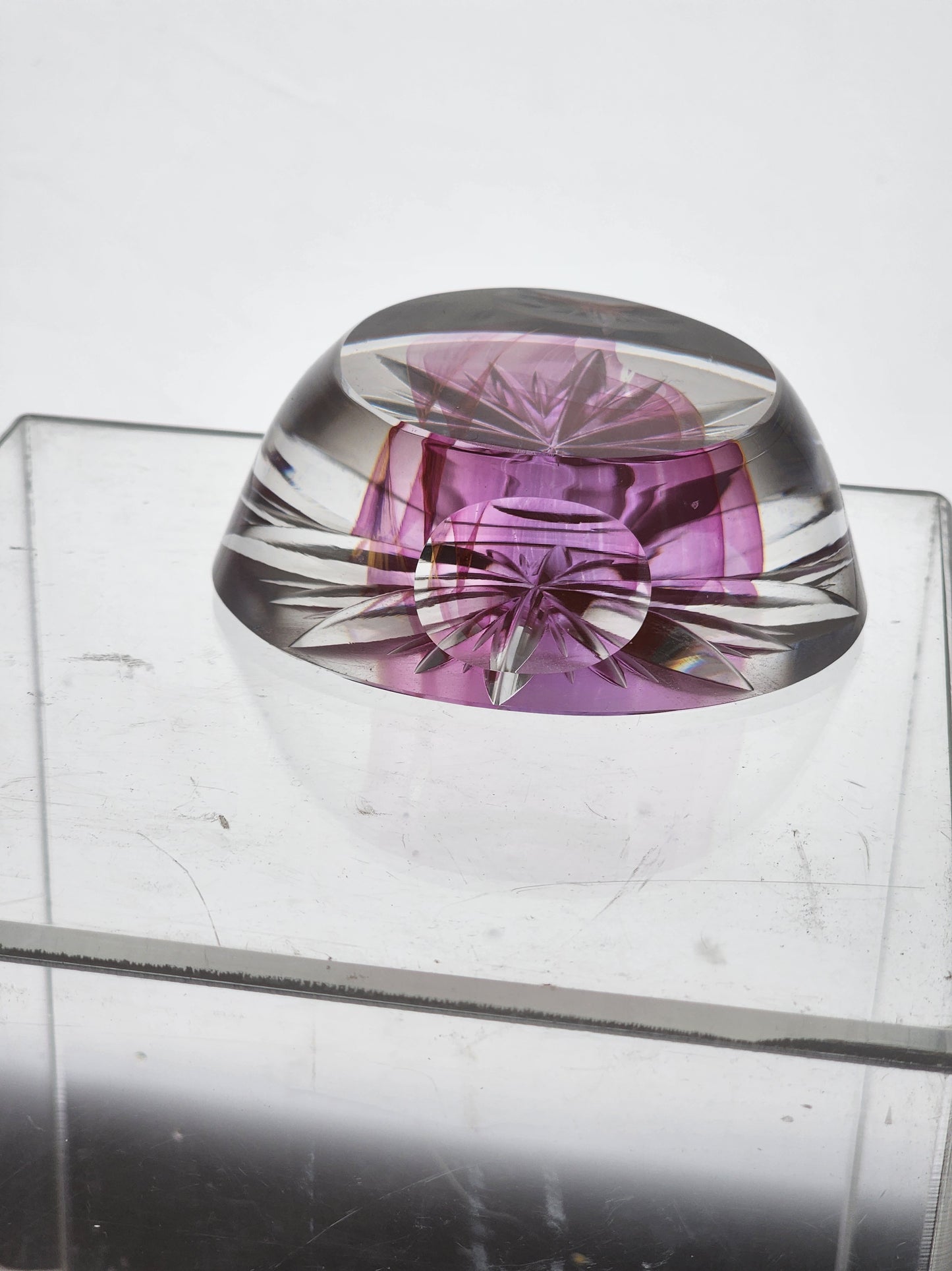 Hand cut glass oval art Paperweight signed Peter ORourke
