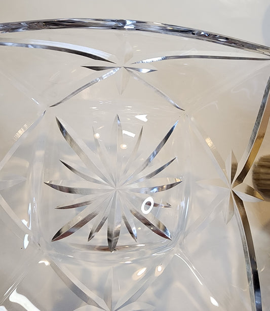 Hand cut glass square bowl