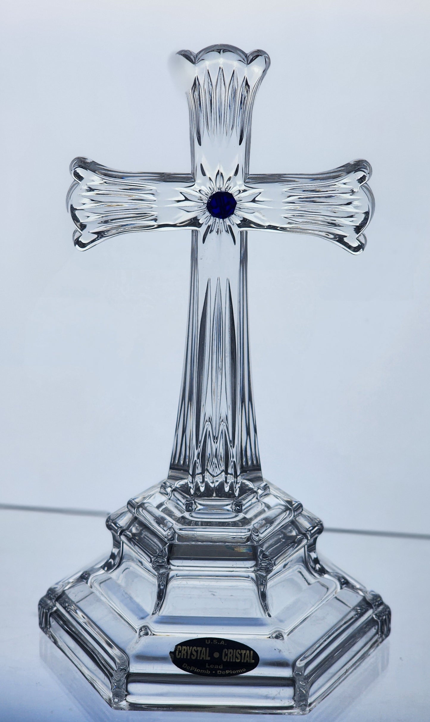 Crystal cross blue jewel Great gift Made in USA