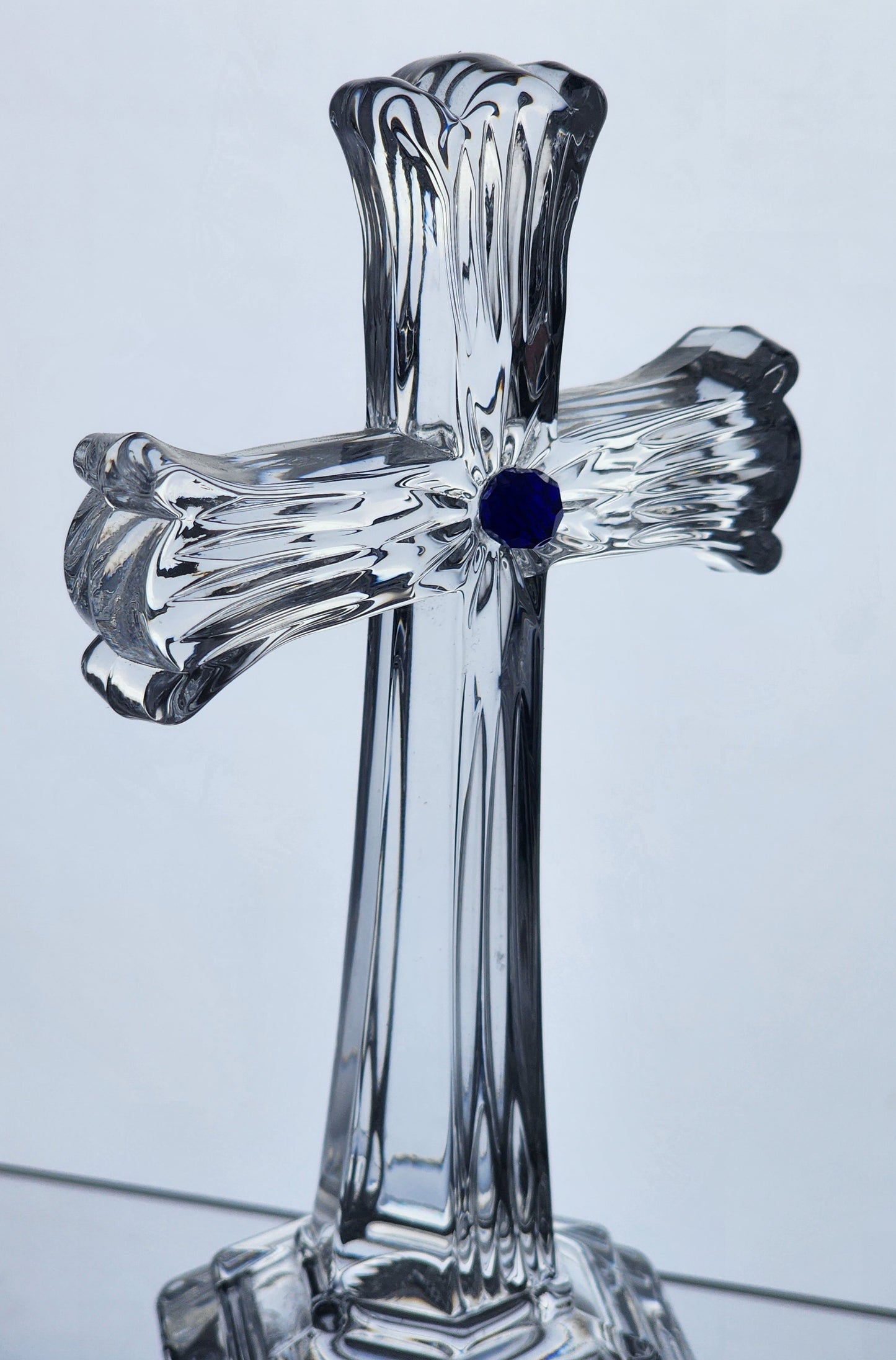 Crystal cross blue jewel Great gift Made in USA