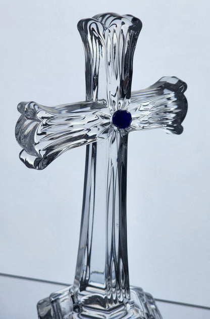 Crystal cross blue jewel Great gift Made in USA