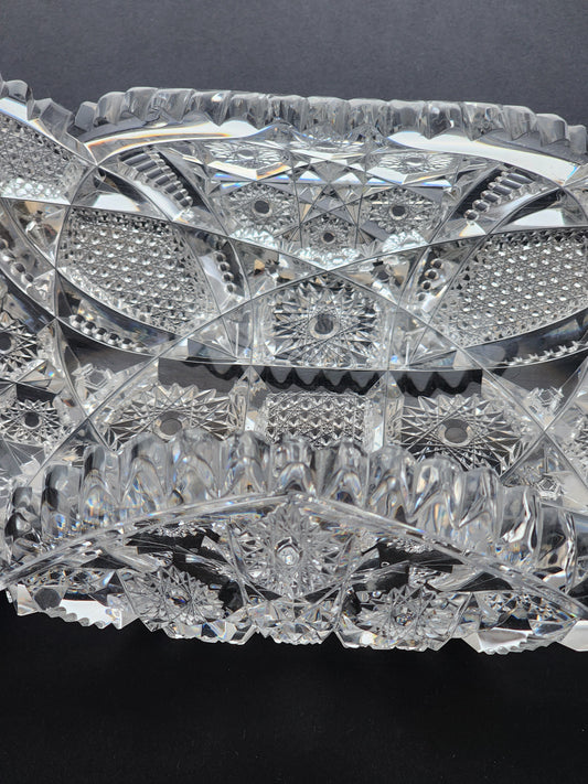 ABP Crystal Cut Glass Marcella Libbey oval folded tray