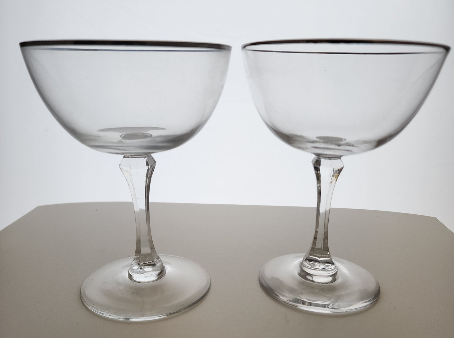 Pair Lenox Crystal Montclair Platinum champagne replacement Made in USA Mt Pleasant PA  mouth blown