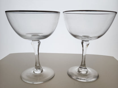 Pair Lenox Crystal Montclair Platinum champagne replacement Made in USA Mt Pleasant PA  mouth blown