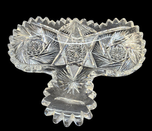 ABP Brilliant Period Cut Glass bon bon dish Antique
