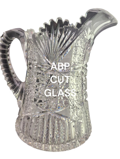 ABP Pitcher American Brilliant Period Cut Glass Antique tg16