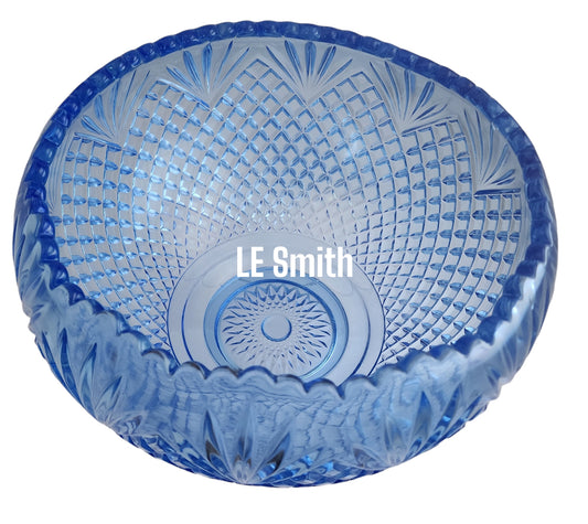 L E Smith Glass blue punch bowl, Pick up only
