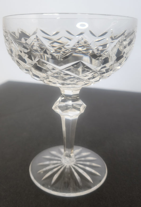 Pair Signed Waterford Hand Cut glass Powerscourt dessert champagne