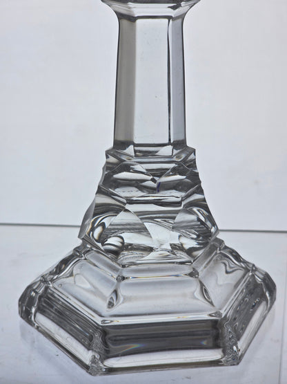 Pair Signed Tiffany Glass candle sticks USA , crystal