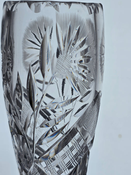 American Brilliant Period Cut Glass vase floral