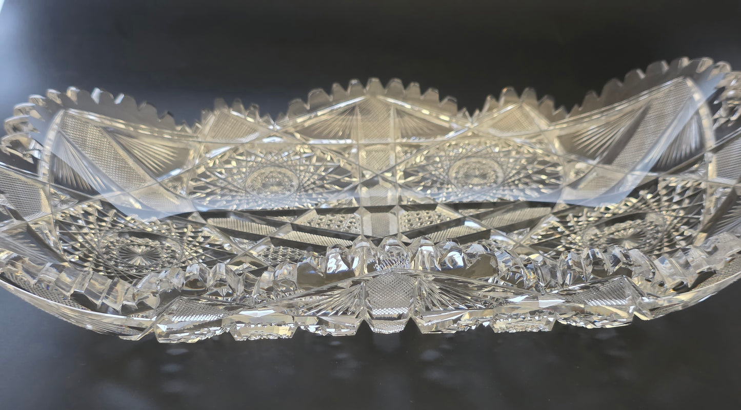 American Brilliant Period Cut Glass rectangular tray Antique bob31
