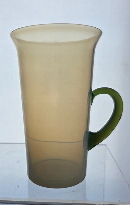 2 Fry oval opalescent lemonade glass mugs with jade handle
