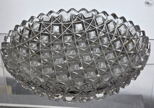 ABP cut glass mouth blown low bowl American brilliant period 1886 -1915 tg4 .