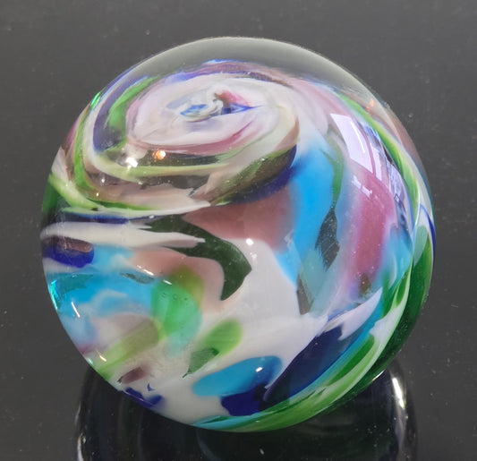 Art glass multicolor swirl paperweight