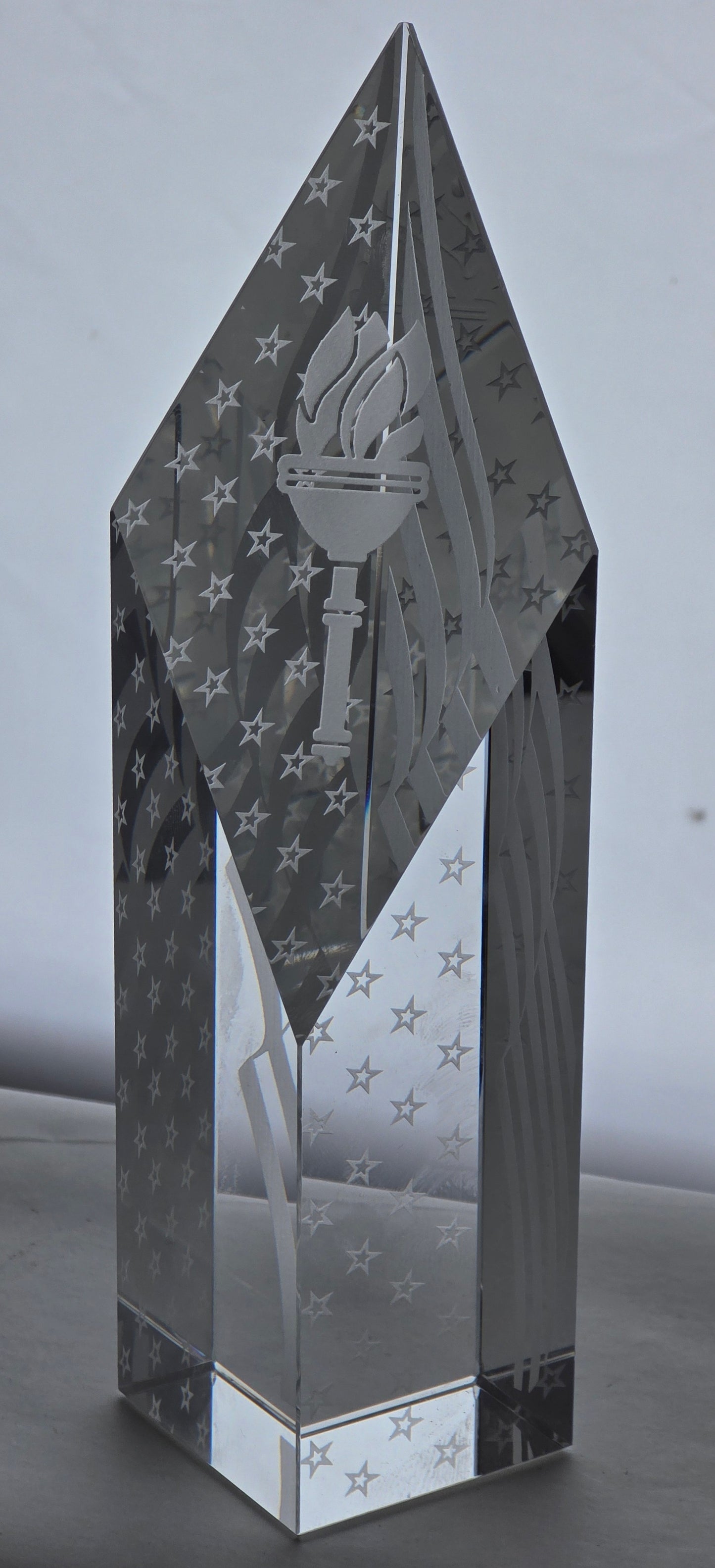 Glass art optical sculpture stars and stripes