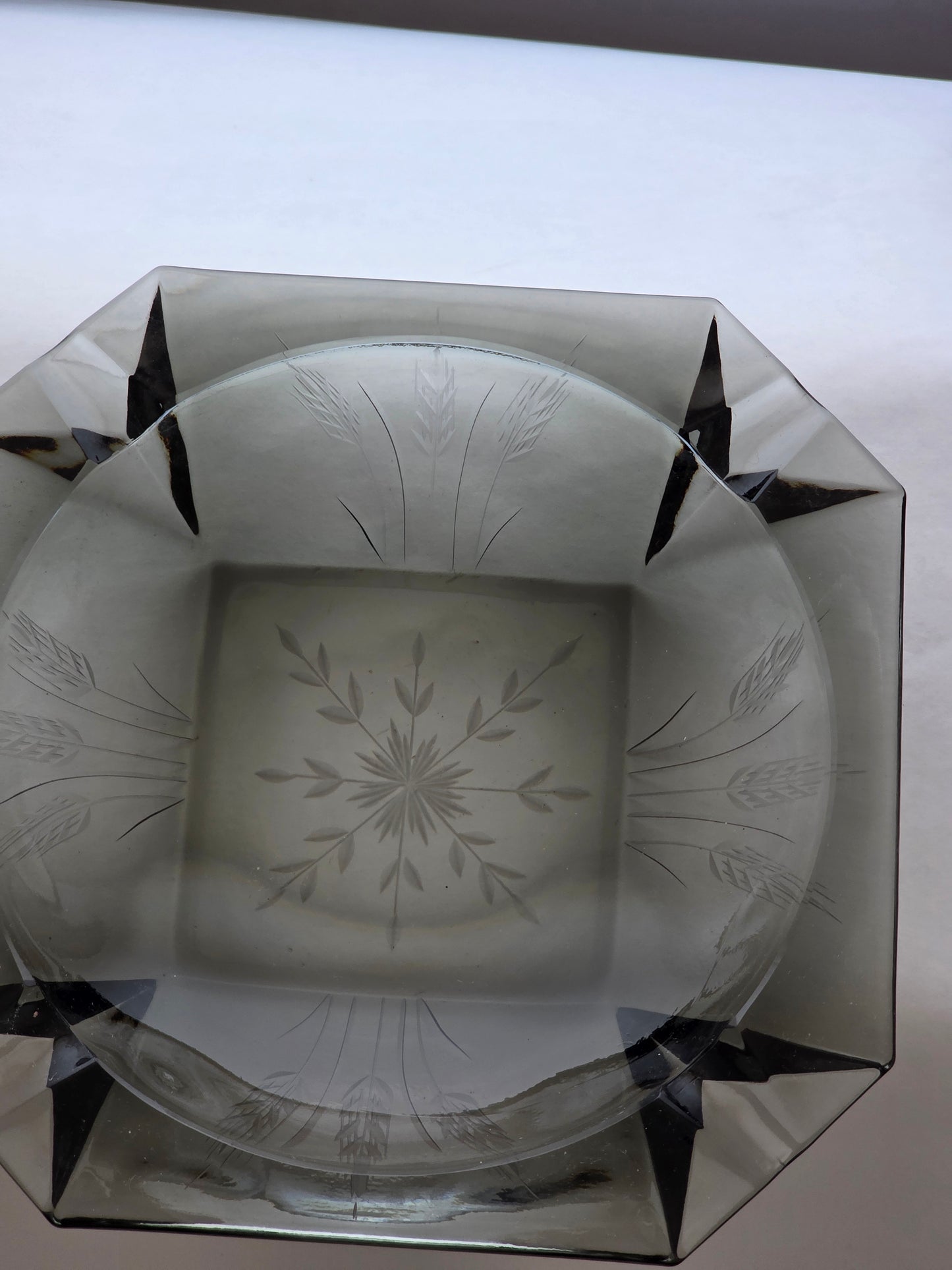 Bryce charcoal hand cut glass ashtray