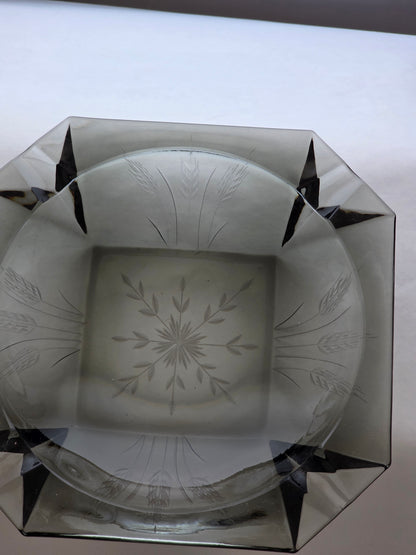 Bryce charcoal hand cut glass ashtray