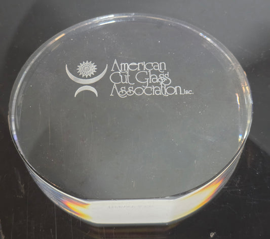 Signed Tiffany Plaque etched glass American Cut Glass Association