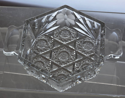 Cut glass dish with tabs American brilliant mug15