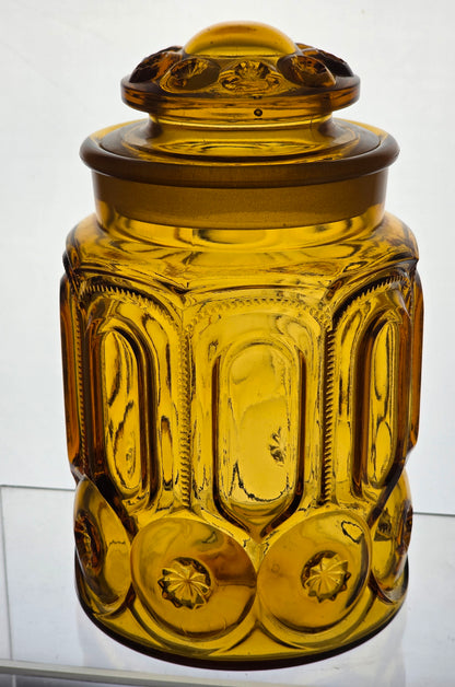 LE Smith glass amber moon and stars extra large canister