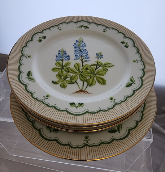 4 corn marigold cyclamen texas bluebonnet Birds foot violet china side pates