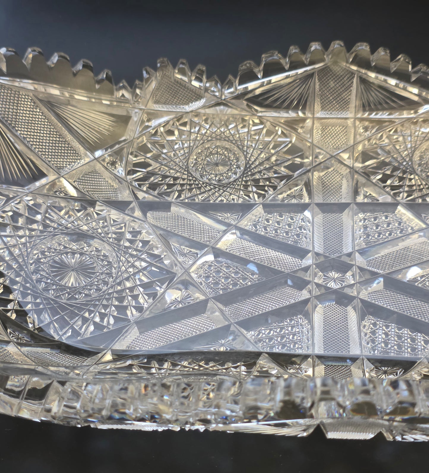 American Brilliant Period Cut Glass rectangular tray Antique bob31