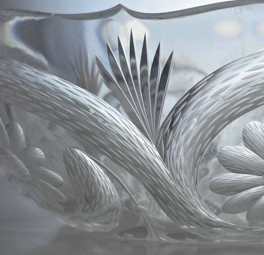 Signed Tuthill American Brilliant Period hand Cut mouth blown blank bowl