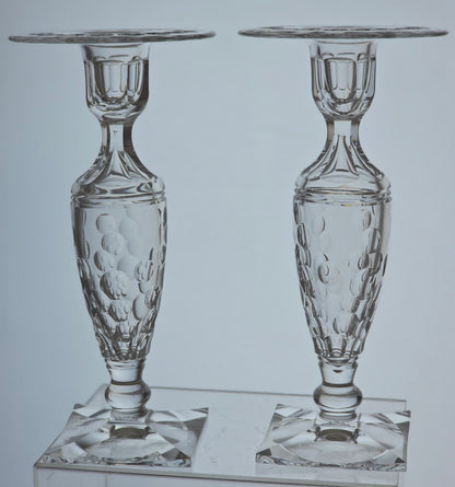 Pair of hand Cut Glass candle sticks Antique