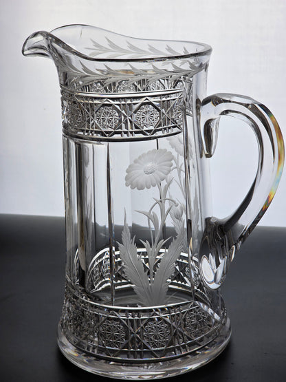 Signed Sinclair American Brilliant Period Cut Glass Pitcher Antique Bob3