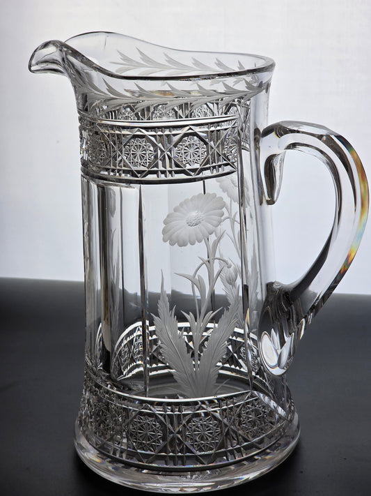 Signed Sinclair American Brilliant Period Cut Glass Pitcher Antique Bob3