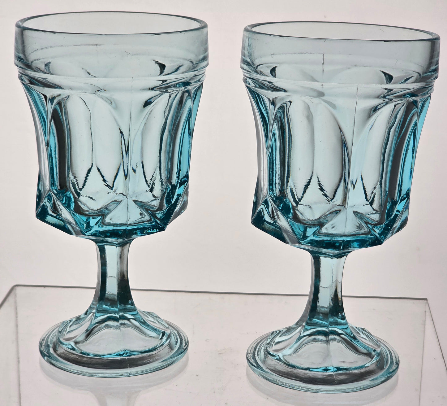 Anchor Hocking Fairfield sky blue Goblet pair