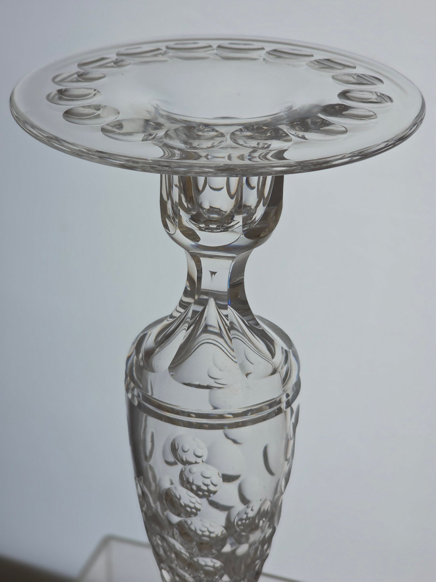 Pair of hand Cut Glass candle sticks Antique