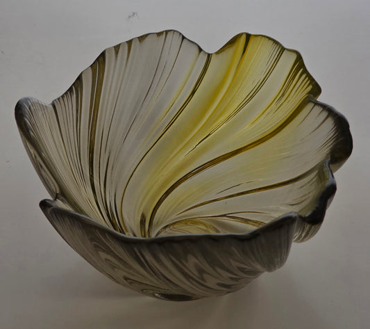 Amber light charcoal swirl  bowl glass Walterglas