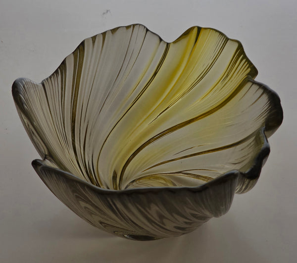 Amber light charcoal swirl  bowl glass Walterglas