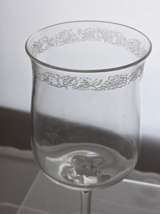 4 Lenox needle etched Crystal Goblets Made in USA Mt Pleasant PA mouth blown