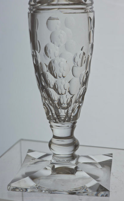 Pair of hand Cut Glass candle sticks Antique