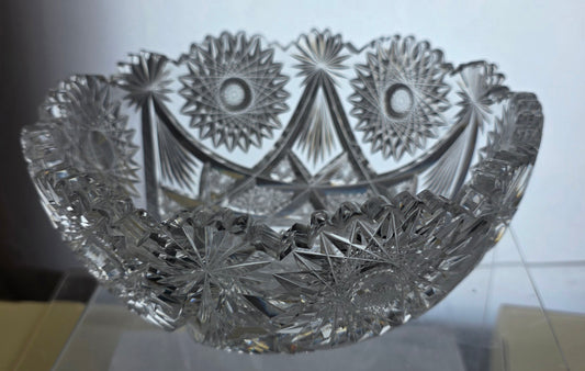 ABP cut glass mouth blown bowl American brilliant period 1886 -1915 tg2