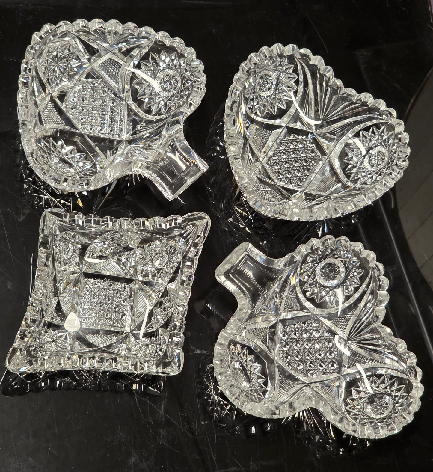 American Brilliant Period hand Cut Glass Bridge set Antique