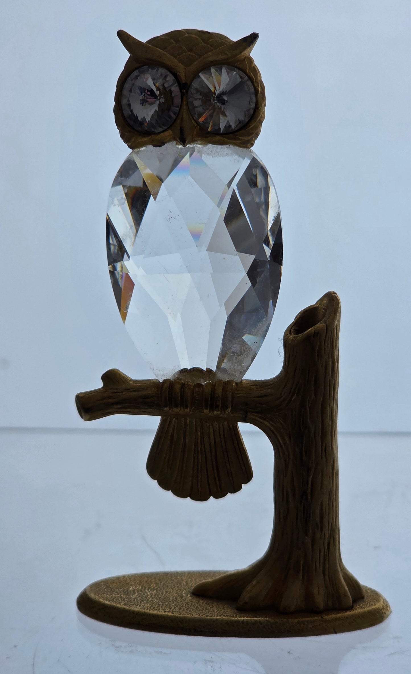 Manon crystal brass owl figurine