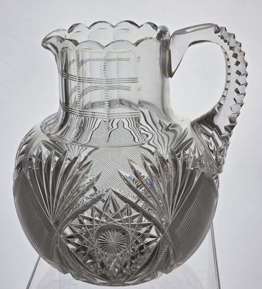 Straus ABP cut glass pitcher American brilliant blown blank
