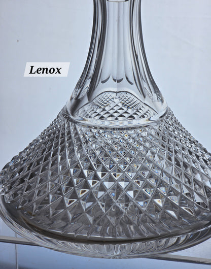 Signed Lenox hand Cut glass Crystal decanter Made in USA