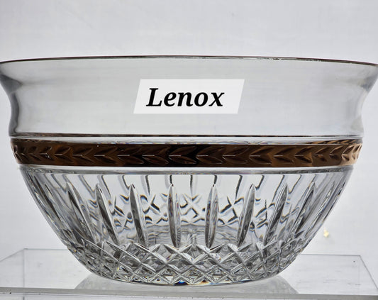 Signed Lenox Majestic laurel gold bowl Crystal  Made in USA.