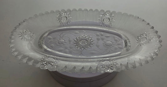 ABP Cut glass oblong shape silver tread dish bob68