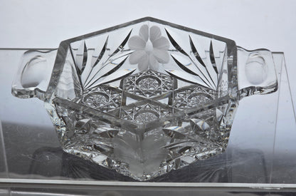 Cut glass dish with tabs American brilliant mug15