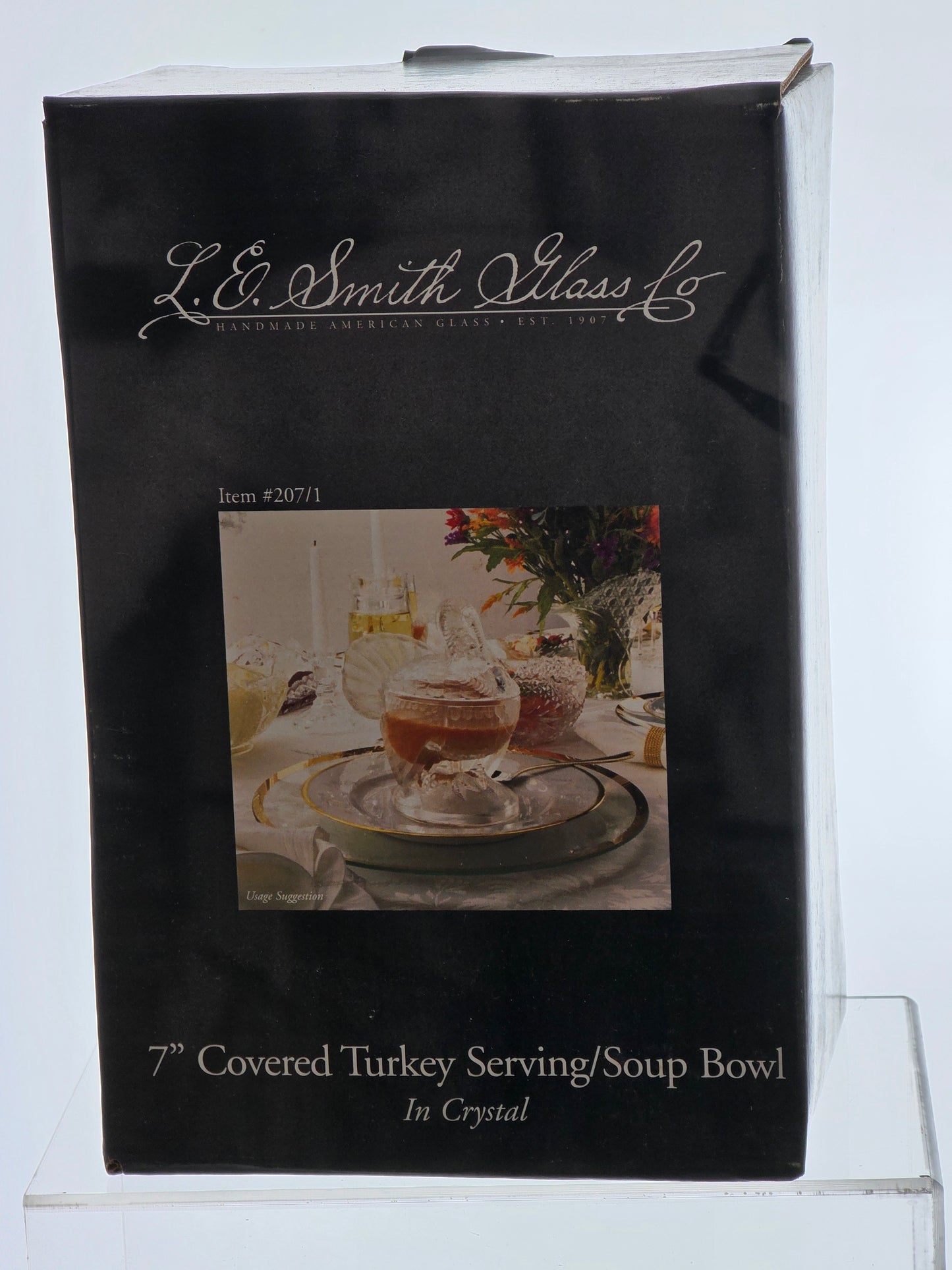 L.E Smith Glass iridescent turkey lid soup bowl